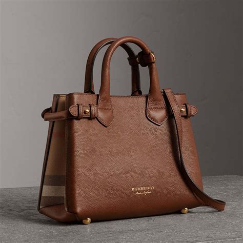 burberry small banner house check leather tote|burberry small banner tote.